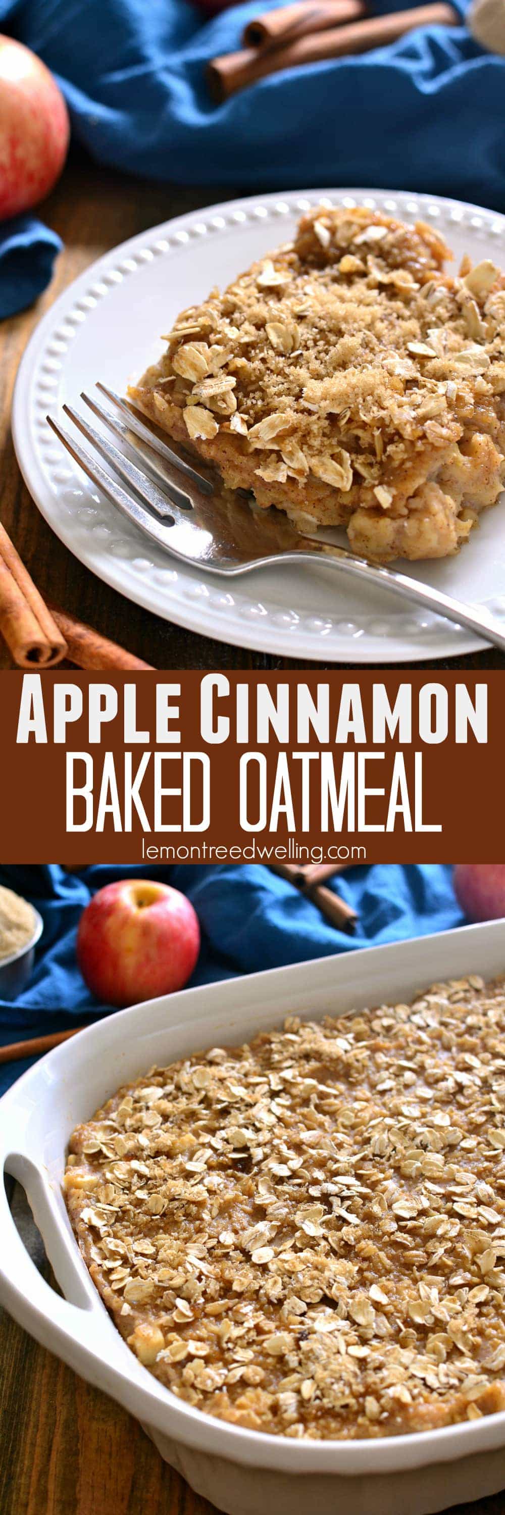 Apple Cinnamon Baked Oatmeal is loaded with fresh apples, cinnamon, and brown sugar, then baked to creamy perfection. Perfect for busy weekday mornings....just in time for back to school!