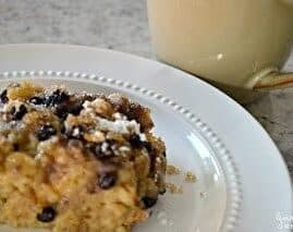 This Baked Oatmeal is creamy, delicious, and packed with blueberry flavor! A simple and hearty breakfast for those cold mornings. Best of all, it's ready in under an hour and feeds a crowd!