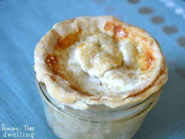 Pie in a jar is a great Valentine's Day dessert! They're perfect for sharing, and the pie recipe is easy to make, Make apple pie in a jar or peach pie in a jar.