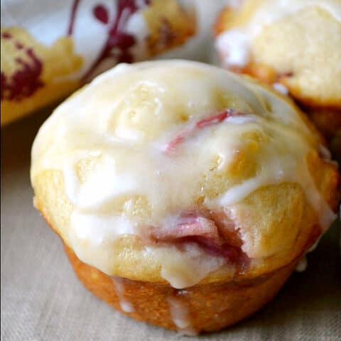 Glazed Strawberry-Peach Muffins