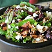 Cherry Pecan Goat Cheese Salad is a refreshingly beautiful side dish, filled with rich holiday flavors.