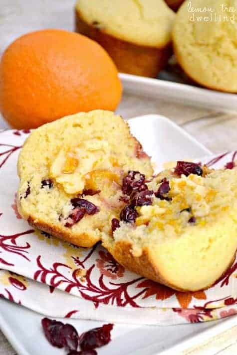 Cranberry Corn Muffins with Sweet Orange Honey Butter blend a classic corn muffin with cranberries and top it with sweet orange honey butter.