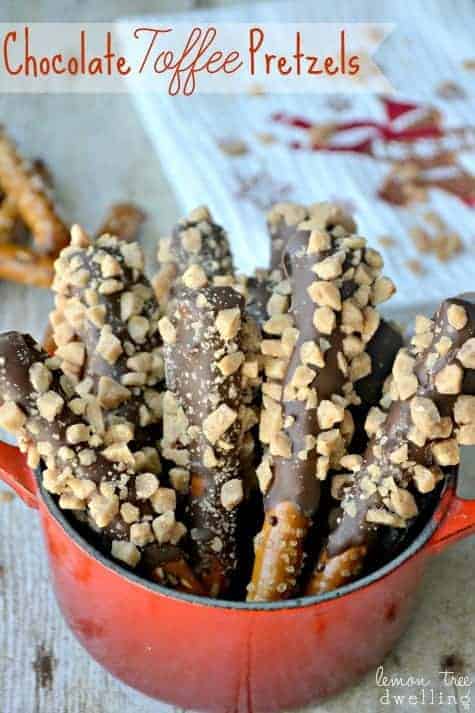 Chocolate Toffee Pretzels are a quick and completely addicting treat!