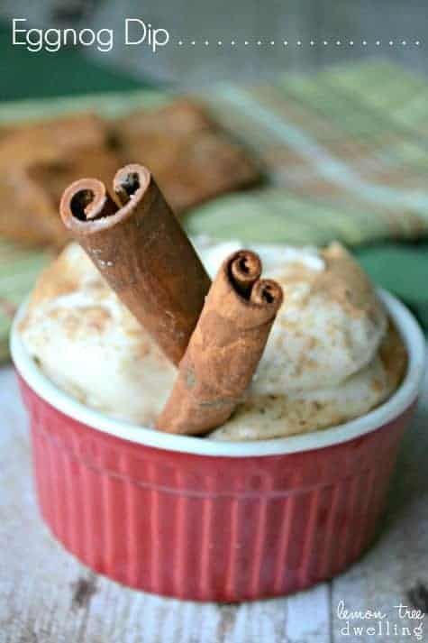 Eggnog Dip is a great way to holiday-up your treats! All the flavors of eggnog in a deliciously creamy dip!