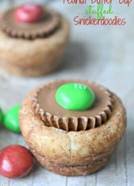 Peanut Butter Cup Stuffed Snickerdoodles are a sweet treat that will please even your biggest critics. These delightful stuffed snickerdoodles area fun and delicious combination....perfect for Christmas!