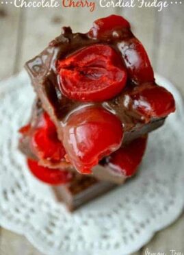 Chocolate Cherry Cordial Fudge is an easy 4-ingredient fudge that is amazing.