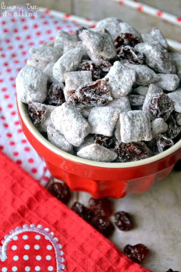 Chocolate Covered Cherry Muddy Buddies will be your new favorite treat!