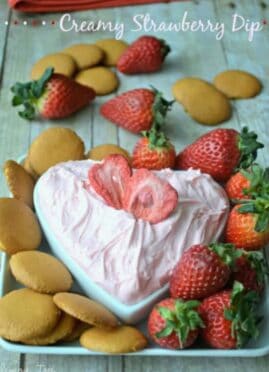 Creamy Strawberry Dip is a quick, flavorful treat perfect for dipping cookies, graham crackers, chocolate, or fresh strawberries!