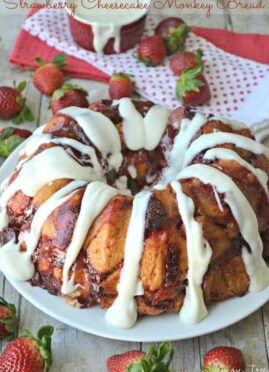 Strawberry Cheesecake Monkey Bread is a decadent twist on the original.