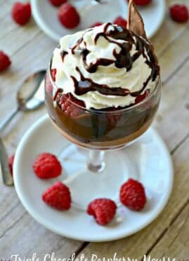 Triple Chocolate Raspberry Mousse is a rich and decadent dessert that is sure to wow your family or guests!