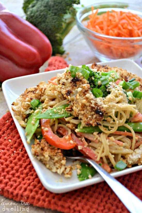 Asian Noodles with Peanut Teriyaki Sauce makes for a quick and easy dinner.