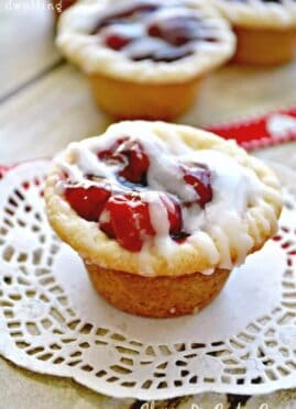 Cherry Pie Cookie Cups are the perfect answer to a cherry pie craving! These bite sized desserts are prepared in 5 minutes and are sure to disappear quickly