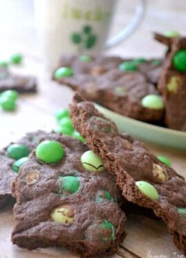 Mint Chocolate Cookie Brittle is a delicious mix between a thin mint and a brownie.