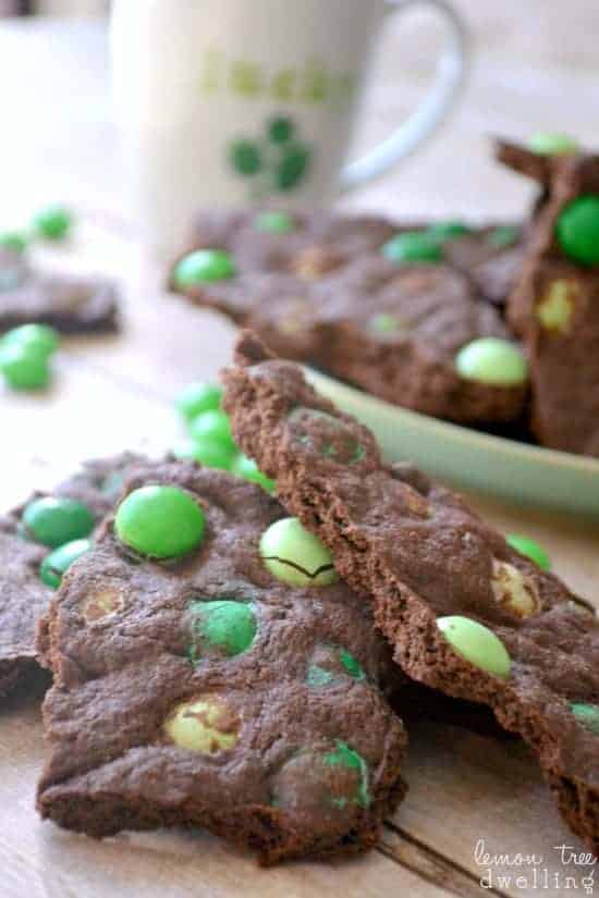 Mint Chocolate Cookie Brittle is a delicious mix between a thin mint and a brownie.