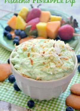 Pistachio Pineapple Dip is a dessert dip to die for! It's a deliciously sweet, creamy dip made with just 5 ingredients.