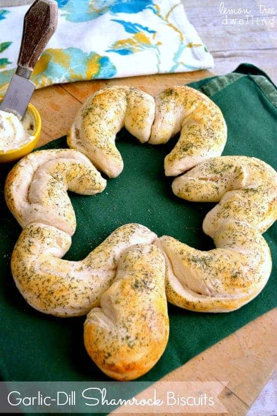 Garlic Dill Shamrock Biscuits will make your St. Patrick's Day table for festive!