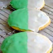 Classic Black and White Cookies with a St. Patty's Day twist of green!
