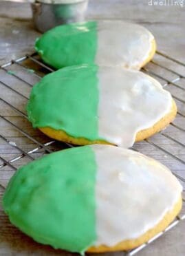 Classic Black and White Cookies with a St. Patty's Day twist of green!