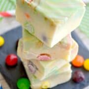 Skittles Rainbow Fudge is a quick and easy treat that will be the hit of St. Patrick's Day.