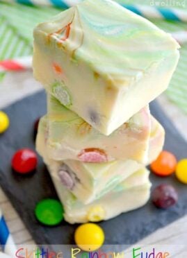 Skittles Rainbow Fudge is a quick and easy treat that will be the hit of St. Patrick's Day.