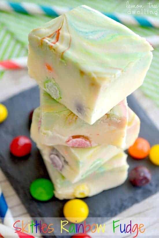 Skittles Rainbow Fudge is a quick and easy treat that will be the hit of St. Patrick's Day.