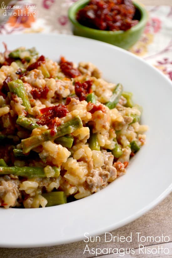 Sun Dried Tomato Asparagus Risotto - just 6 ingredients and 1 pot!