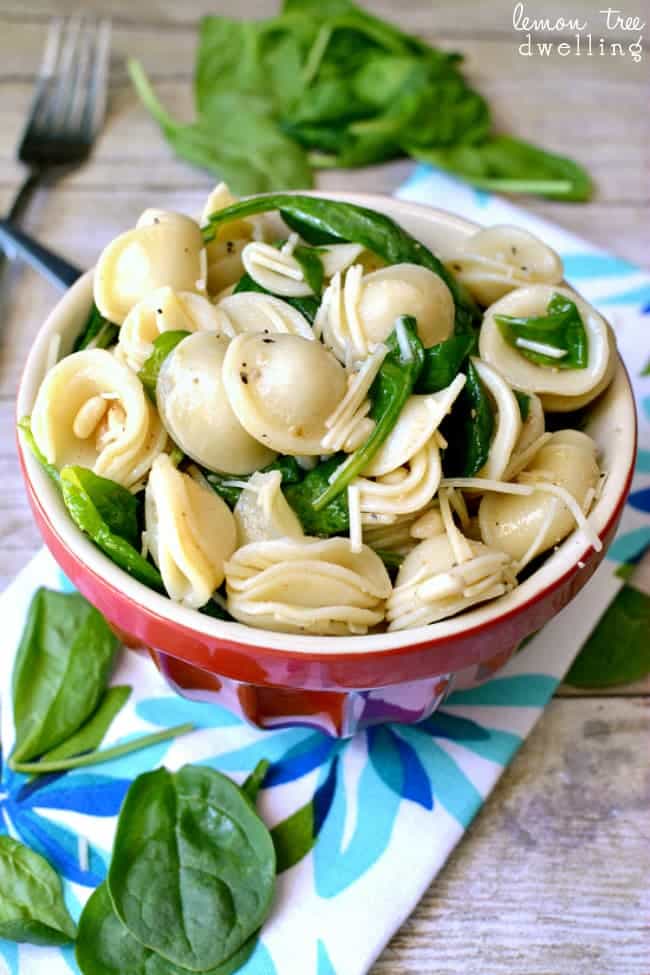 Spinach, Pine Nut & Parmesan Pasta Salad. Simple & delicious!!