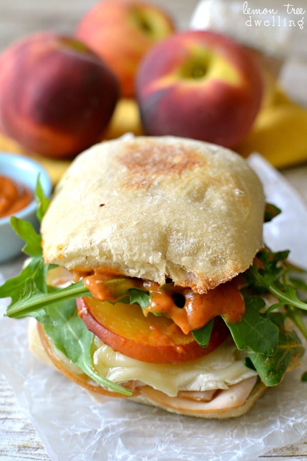 TurkeyBrie Sandwich w/Peaches & Arugula Lemon Tree Dwelling
