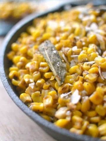 Skillet Corn with Brown Butter and Sage will be a perfect compliment to your table. This flavorful side dish is so quick and easy, it's a must-have on your holiday menu!