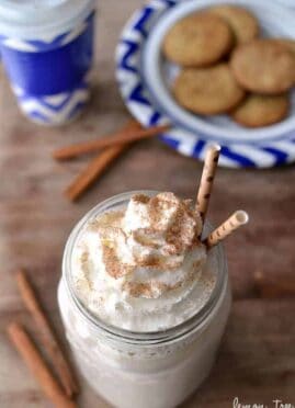 Snickerdoodle Hot Cocoa - made with white chocolate, cinnamon, nutmeg, and vanilla. Tastes just like a snickerdoodle cookie!