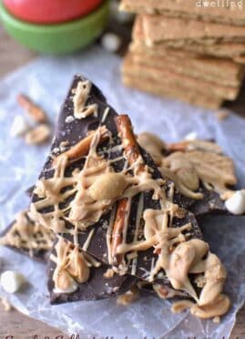 Sweet 'n Salty Double Chocolate Peanut Butter Bark is a decadent dessert or easy snack for all the chocolate lovers in your family. Easy to make and delicious!