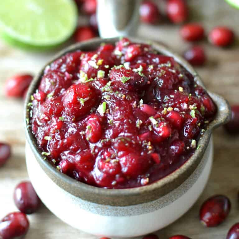 Gingered Pomegranate Lime Cranberry Sauce