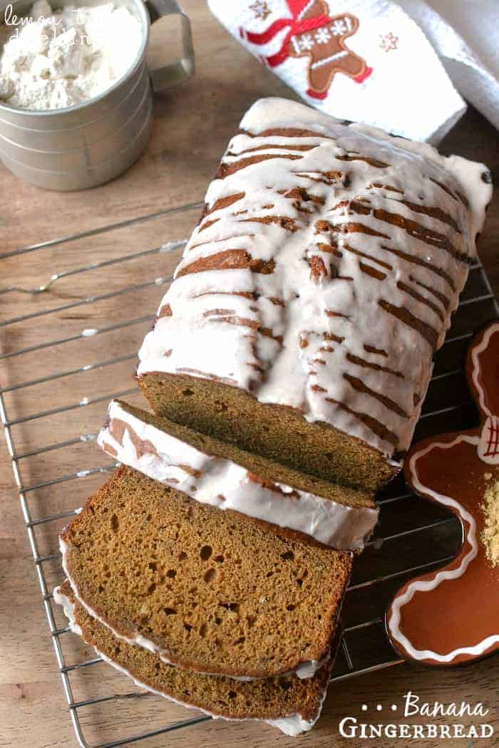 Glazed Banana Gingerbread is a delightful marriage of two great flavors. This gingerbread meets banana bread loaf is a match made in cinnamon drizzled heaven! A perfect holiday treat!