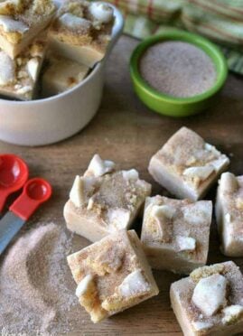 Snickerdoodle Fudge that tastes just like REAL snickerdoodle cookies! So rich and full of cinnamon, this quick and easy fudge recipe is a delicious treat!