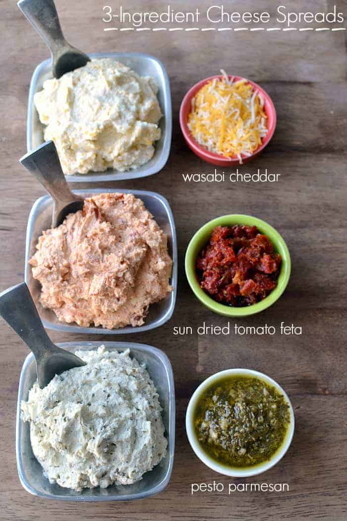 3 Ingredient Cheese Spreads will enhance your crackers and cheese snack!