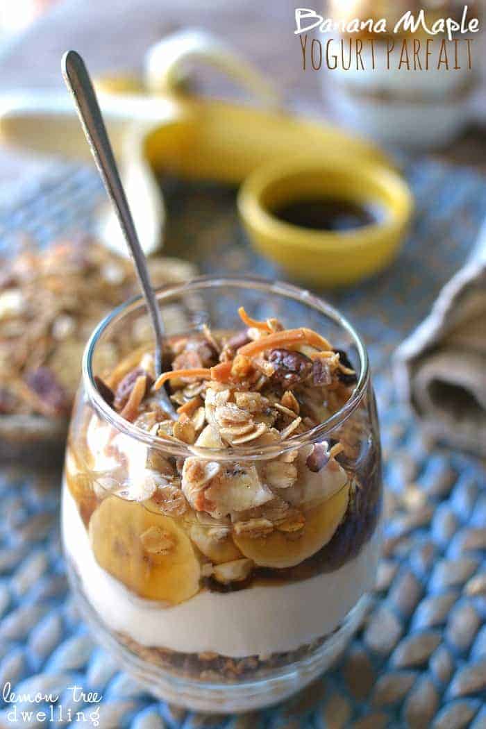 This Banana Maple Yogurt Parfait is a 5 minutes or less breakfast.