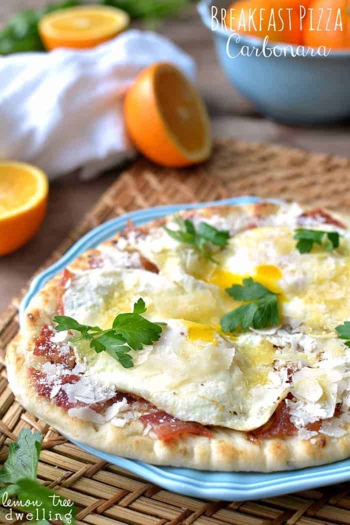 Breakfast Pizza Carbonara is a quick and simple pizza filled with all the flavors of carbonara.