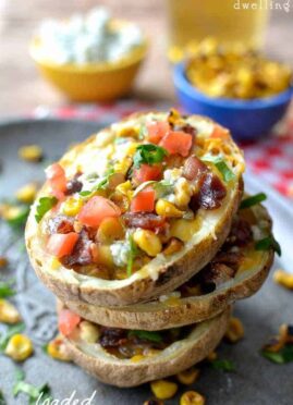 Loaded Cobb Potato Skins are a delicious mash up of cobb salad and potato skins.