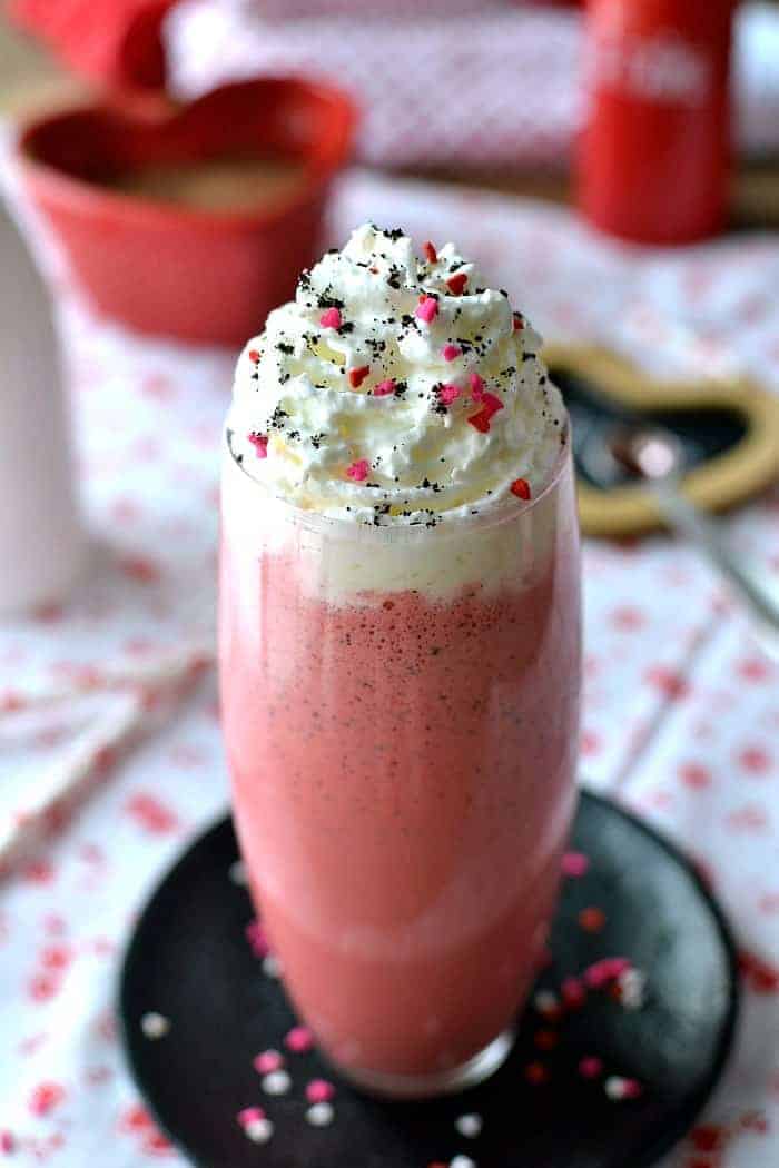 Red Velvet Mocha Milkshake is not your average shake! This dessert milkshake is complete with a touch of cream cheese for that perfect red velvet flavor