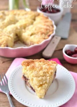 Cherry Orange Coffee Cake is so moist, sweet, and delicious!