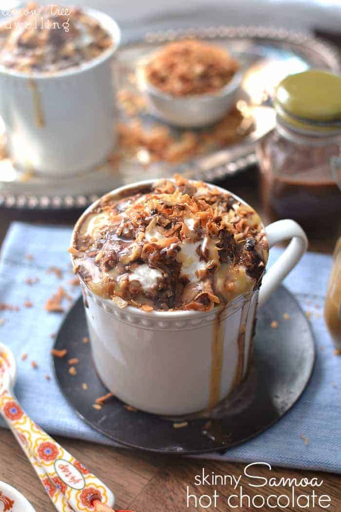 Skinny Samoa Hot Chocolate is a delicious hot drink that is so rich and creamy you won't know its healthier for you!