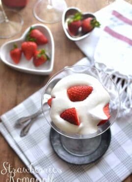Strawberries Romanoff is a simple, elegant dessert that's perfect for Valentine's Day or date night in!