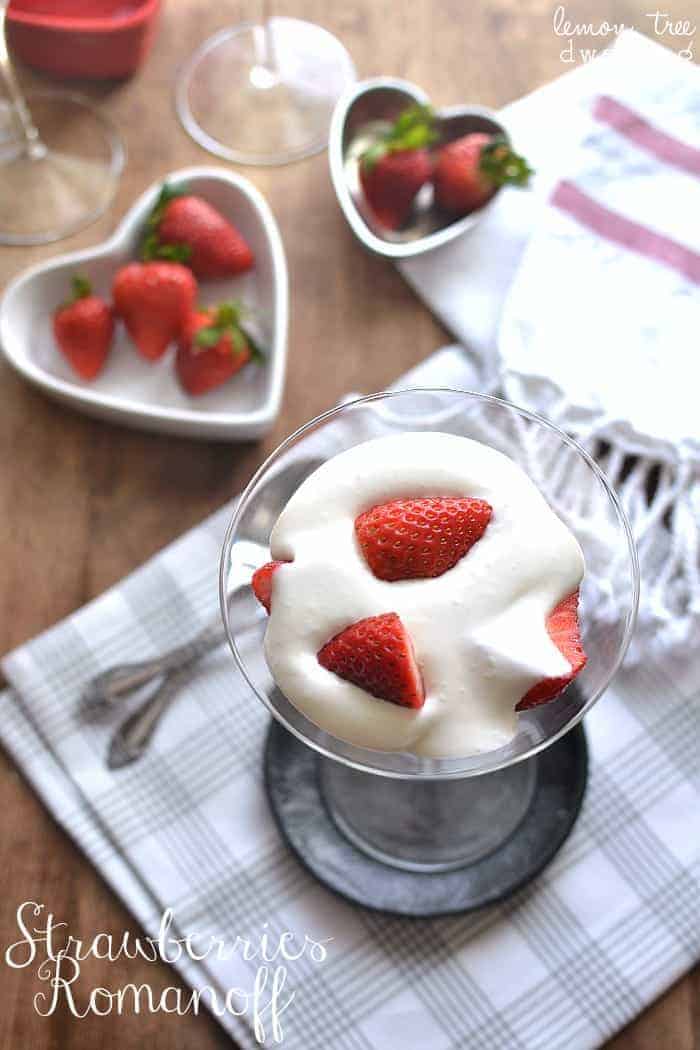 Strawberries Romanoff is a simple, elegant dessert that's perfect for Valentine's Day or date night in!