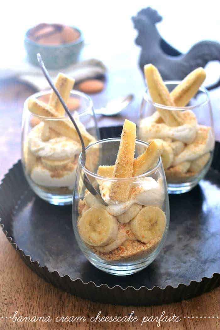 Banana Cream Cheesecake Parfaits combine the delicious flavor of a banana cream pie with the decadence of cheesecake. This 5 minute, no-bake dessert is easy to make and so delicious.