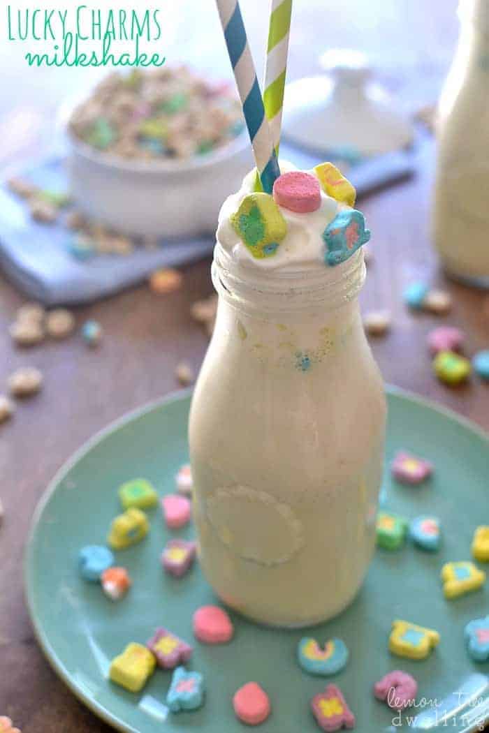 This Lucky Charms Milkshake will remind you of your childhood and the milk at the end of the cereal bowl.