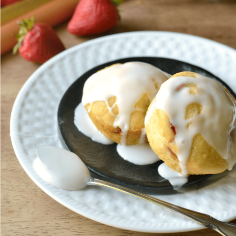 Strawberry Basil Rhubarb Muffins