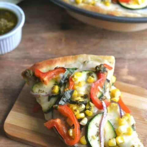 Garden Vegetable Pesto Pizza