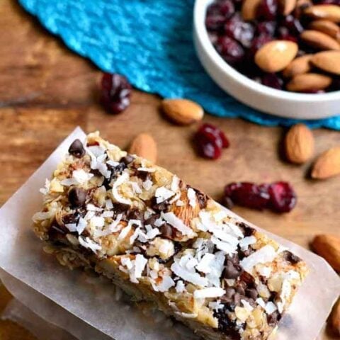 No-Bake Cranberry Almond Joy Granola Bars