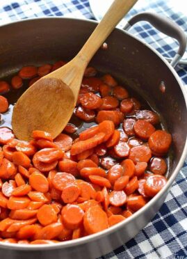 These Brown Sugar Glazed Carrots soar to a whole new level! Made with just 4 ingredients, they come together quickly and make the perfect holiday side dish!