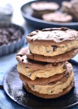 Peanut Butter Chocolate Sandwich Cookies combine chewy chocolate cookies and creamy peanut butter filling. The best peanut butter sandwich cookies recipe!